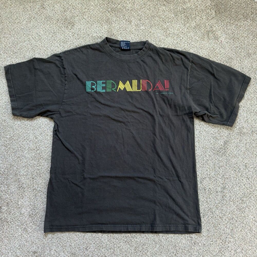 Bermuda Davidson’s Souvenir T Shirt Mens XXL Black Colorful Graphic Cotton